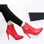 Stiletto High Heels with Zipper Closure Style & Choice of Flock or PU Leather Sexy Boots 82