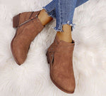 Ankle Boots, Zipper Closure Mid Heels Pointed Toe, Pu Leather Boots 75