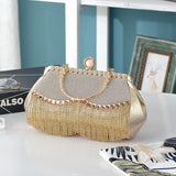 Rhinestone Tassel Party Purse Gold Crystal Evening Clutch Bag 13