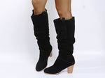 Calf High High Heel, Pointy Toe, Slouch Long Faux Suede Boots 59