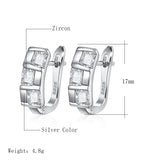 Gold & Silver Color Square Cubic Latch Back Lock Earrings E29