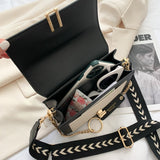 (28S) New PU Leather Handbag with Chain Fashion Wide Shoulder Strap Messenger Bags for Women