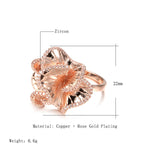 Garden Rose Of Rose Gold Color With Cubic Zirconia On Periphery Of Petals Ring R8