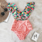 Flora V-Neck High-Waisted Two Piece Swimsuit