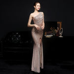 Elegant Asymmetric, Sequin Slit Evening Dress 55