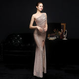 Elegant Asymmetric, Sequin Slit Evening Dress 55