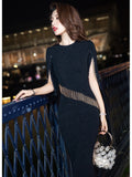 Black Half Sleeve Elegant Mermaid Evening Dress 66