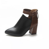 Pointed Toe High-Heeled with Safety Strap PU Leather Boots 25