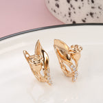 Rose Gold Color Rose Shape with Cubic Zirconia Latch Back Earrings E4