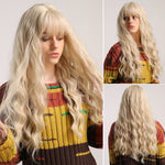 Long Multi Colored Water Wave Synthetic Wigs with Bangs (36)