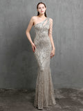 Elegant Asymmetrical Sequined Evening Dress 94