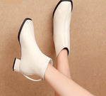 Ankle Boots, Square Toe, Zipper Closure, Square Heels Comfortable Pu Leather Boots 78