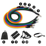 11Pcs Fitness Gym Resistance Bands Set