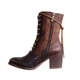 PU Leather Lace-up Ankle High Heel Boots 20