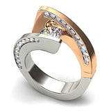 High quality two-tone color cubic Zirconia Stone Ring R65