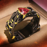 Gothic Black Tree Branch with Triangular Yellow Cubic Zirconia Ring R68