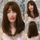 Medium Multi Colored Straight Synthetic Wigs with Bangs (41)