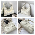 (44) Designer Casual PU Leather Handbag High Quality Paneled Weave Shoulder Bags for Women