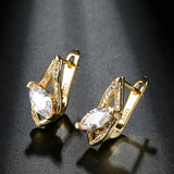 Trendy Gold & Silver Color Marquise Cubic Zirconia Geometric Latch Back Earrings E16