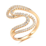 Rose Gold Color Geometric  S-Wave Cubic Zirconia Rings R17