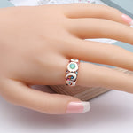 Gold Color White Enamel Multicolor Cubic Zirconia Ring R3