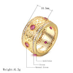 Gold Color Double Row on opposite with Pink Running Down Middle Cubic Zirconia Ring R39