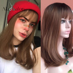 Medium Straight Hair Color Variations Synthetic Wigs with Bangs