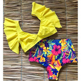 Flora V-Neck High-Waisted Two Piece Swimsuit