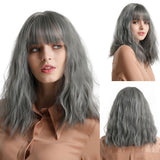 Medium Bob Various Colors Synthetic Wigs With Bangs (51)