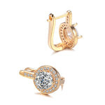 Rose Gold Color, Gold Color & Silver Color Round Cubic Zirconia Latch Back Earrings E19