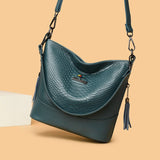 Women's Crocodile Pattern Pu Leather Small Bucket Handbags