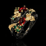 Exquisite Leaf Flower Colored Cubic Zirconia Ladies Women's Ring R67