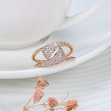 Rose Gold Ring Geometry Wedges With Cubic Zirconia Ring R12