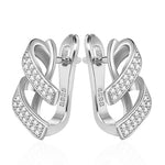 Gold & Silver Color Cubic Zirconia Geometrically Shaped Latch Back Earrings E6