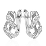 Gold & Silver Color Cubic Zirconia Geometrically Shaped Latch Back Earrings E6