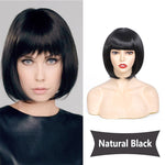 Female 10 Inch Short Bob Synthetic Wig with Bangs (02)