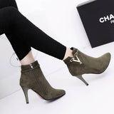 Stiletto High Heels with Zipper Closure Style & Choice of Flock or PU Leather Sexy Boots 82