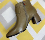 PU Leather Pointy Short Tube Mid Heel Boots 64