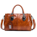 19) Woman's Vintage Oil Wax PU leather luxury Design handbags