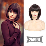 Short Synthetic Straight Bob Wig with Bangs (46)