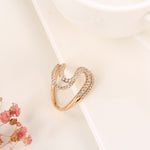 Rose Gold Color Geometric  S-Wave Cubic Zirconia Rings R17