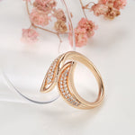 Rose Gold Color Flared Curve Cubic Zirconia Ring R14