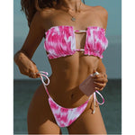 Women's Sexy Solid Pleated Bandeau Bikini