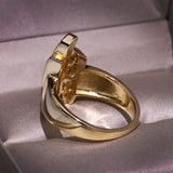 Gold Color Geometric Shape Hiphop Party Stylish Finger Rings with Cubic Zirconia  R45