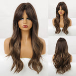 Long Multi Colored Water Wave Synthetic Wigs with Bangs (36)