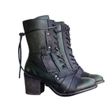 PU Leather Lace-up Ankle High Heel Boots 20