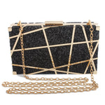 Metal Evening Geometric Hollow Pattern Gold Sequin Clutch Bag/Purse 17