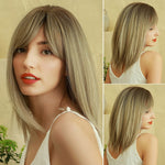 Medium Multi Colored Straight Synthetic Wigs with Bangs (41)