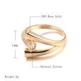 Rose Gold Geometric Triple Trumpet Cubic Zirconia Ring R9