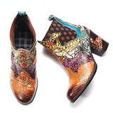 Ankle, High Heeled PU Leather Print Boots 27